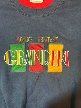 Vintage 90s MC Sportswear Worlds Greatest Grandma Double Collar Sweatshirt Large